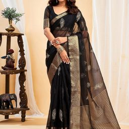 DIVASTRI Embellished Zari Organza Saree-16