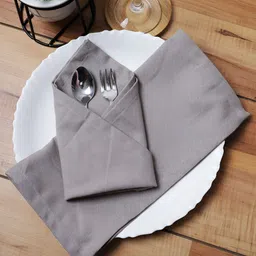 Aura Set of 6 Grey Pure Cotton Table Napkins-29