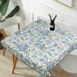 Texstylers Green & Teal Floral Printed Anti-Slip Pure Cotton 4-Seater Table Cover-31