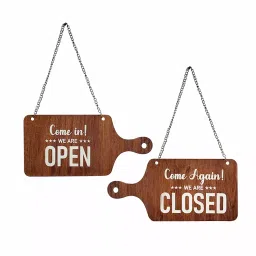 Sunsigns 5x10 Inch Brown Engineered Wood We are Open We are Closed Double Sided Sign Board-picture-39