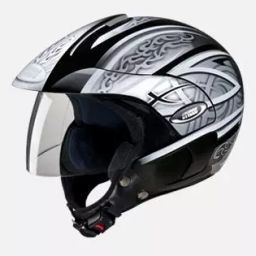 Studds N4 Black Large (580 mm) Open Face Helmet, Marshall D3 Decor-image-75