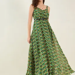 aayu Women Printed Sweetheart Neck Sleeveless Belted Maxi Dress-image-75