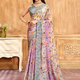 Mitera Floral Poly Crepe Saree-picture-17