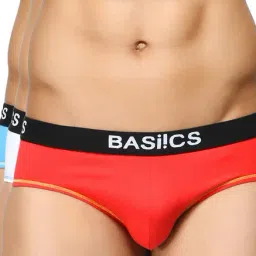 BASIICS by La Intimo Sky Blue, White & Red Briefs (Pack of 3)-image-33