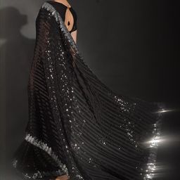CaniBani Black Pure Georgette Sarees-image-44