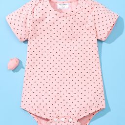 Kookie Kids Half Sleeves Onesies Heart Print - Pink-picture-16
