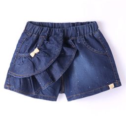 Little Kangaroos Denim Shorts with Dots Print - Dark Blue-image-5