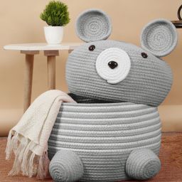 FABINALIV Grey Cartoon Design Cotton Multi Purpose Organiser with Lid-12