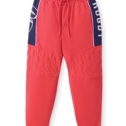 Pine Kids Full Length Track Pants with Pockets & Rugby Print - Red-image-61