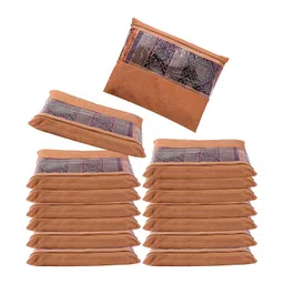 JD FRESH 12 Pcs Non-Woven Saree Covers with Zip - Orange-picture-34