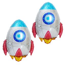 Birthday Poppe Space Theme Rocket Foil Balloons - Set Of 2, 30 Inch |Ideal For Birthday Celebrations, Space Party Decorations, Science Fair Events-0