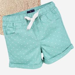 Kiddopanti Cotton Woven Polka Dots Printed Roll Up Shorts - Green-image-68