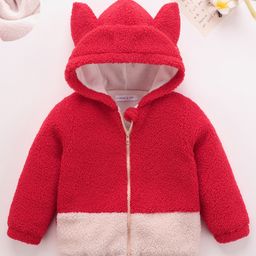 Mark & Mia Full Sleeves Hoodie With Ear Applique - Red & White-picture-5
