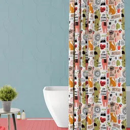 ArtzFolio Orange and Green Conversational Printed Waterproof Shower Curtain-image-4