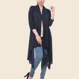 QIOA Open Front High-Low Hem Longline Shrug-image-8