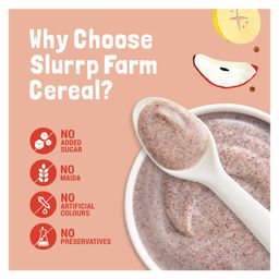 Slurrp Farm No Added Sugar Ragi & Apple Cereal | No Milk, No Preservatives, Made With Real Apple & Banana | Instant Cereal | 200g image 2