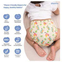 Cherilo Leakproof Washable Baby Diaper - ( 1 Cutie Sparrow Pattern Diaper with 1 Insert) image 2