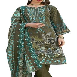 DRAVINAM Trends Floral Printed Thread Work Pure Cotton Unstitched Dress Material-picture-21