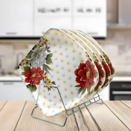 Upgrade Your Kitchen with our Elegant Melamine Floral Plates Perfect for Dining! Half Plate-image-16