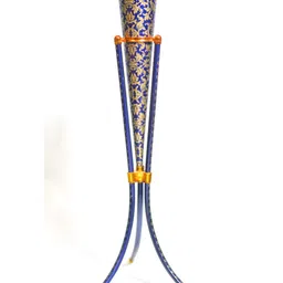 Groove and Grains Blue & Yellow Printed Metal Flower Vase-image-84