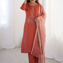 Wedani Women Floral Embroidered Kurta with Trousers & Dupatta-image-114