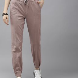 The Roadster Lifestyle Co Women Mauve Sustainable Joggers Sustainable Trousers-image-60