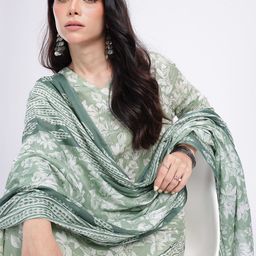 Anouk Rustic Floral Printed Straight Kurta With Trousers & Dupatta-picture-12