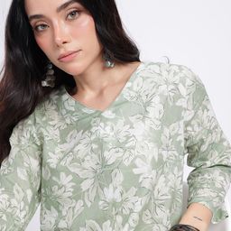 Anouk Rustic Floral Printed Straight Kurta With Trousers & Dupatta image 3