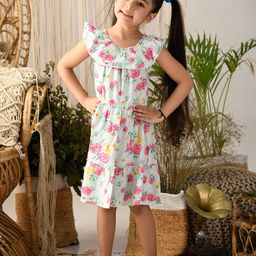 Beebay Sea Green Floral A-Line Dress-image-69