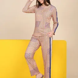 Sweet Dreams Brown Geometric Regular Fit T-Shirt & Pyjama Set-picture-39