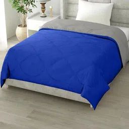 Doristyle Blue 250 GSM Checked Microfiber Double Bed Comforter-picture-5
