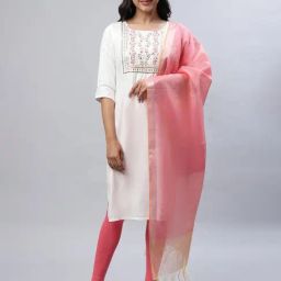 Aurelia White Regular Fit Geometric Kurta-image-86
