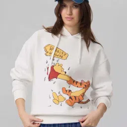 The Souled Store White Graphic Hoodie-image-84