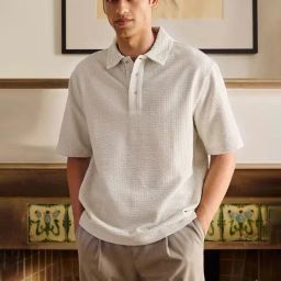 Andamen Green Relaxed Self Design Polo T-Shirt-48
