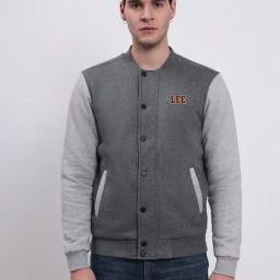 Lee Grey Melange Regular Fit Printed Bomber Jacket-picture-35