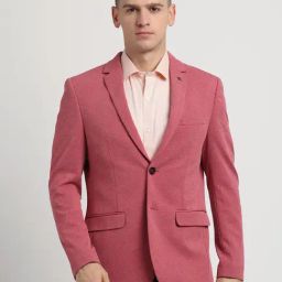 Turtle Pink Relaxed Fit Texture Blazer-image-11
