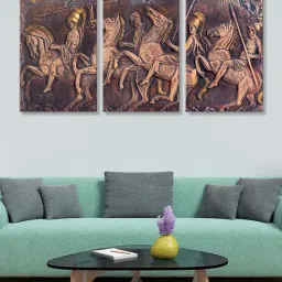 999Store Brown Horse Art 3 Frame Canvas Paintings-23