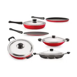 Nirlon Non-Stick Red Aluminium Cookware - Set of 6 Piece-0