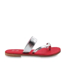 The Madras Trunk Women's Comet Bright Silver Toe Ring Sandals-image-77
