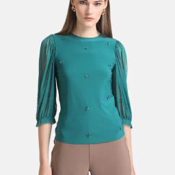 Kazo Green Embellished Top-image-49