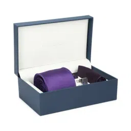 Peter England Purple Tie with Pocket Square & Cufflinks - Set of 4-picture-26