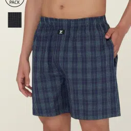 XYXX Black & Blue Check Boxers - Pack of 2-picture-20