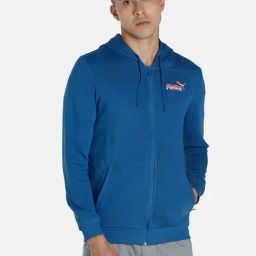 Puma Blue Cotton Slim Fit Hooded Jacket-image-14