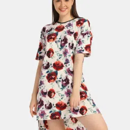 Da Intimo Off White Printed Night T-Shirt Dress-picture-34