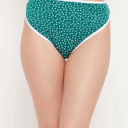 Clovia Green Cotton Polka Dots Bikini Panty-image-82