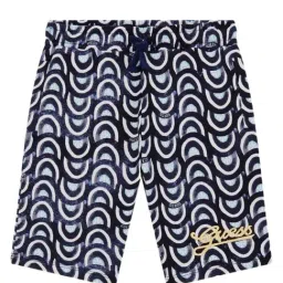 Guess Kids Blue & White Logo Regular Fit Shorts-image-10
