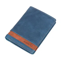 SASSORA Izan Navy & Tan Small Leather Bi-Fold Notecase for Men image 4