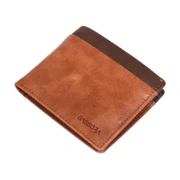 SASSORA Izan Tan & Brown Small Leather Bi-Fold Wallet for Men image 4
