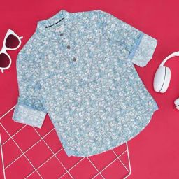 Pantaloons Baby Kids Alaskan Blue Cotton Printed Full Sleeves Shirt-image-104