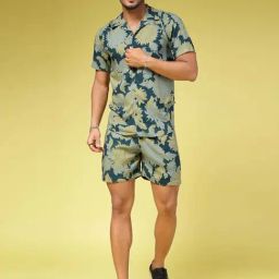 Rigo Blue Slim Fit Printed Shirt & Shorts Set-picture-34